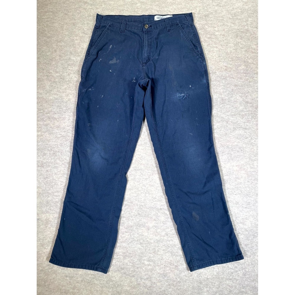 Carhartt Dungaree Fit Carpenter Work Pants Mens 34x32 Blue Cotton Straight Leg